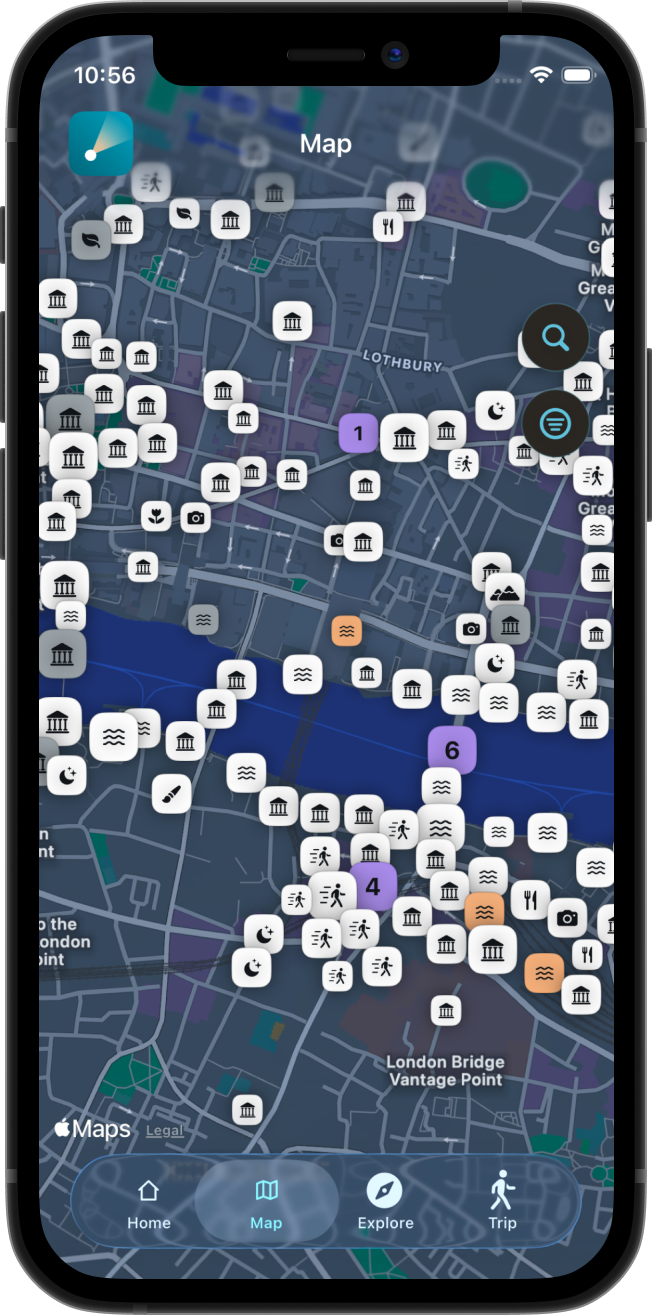 Imagecation map with photo spots across London